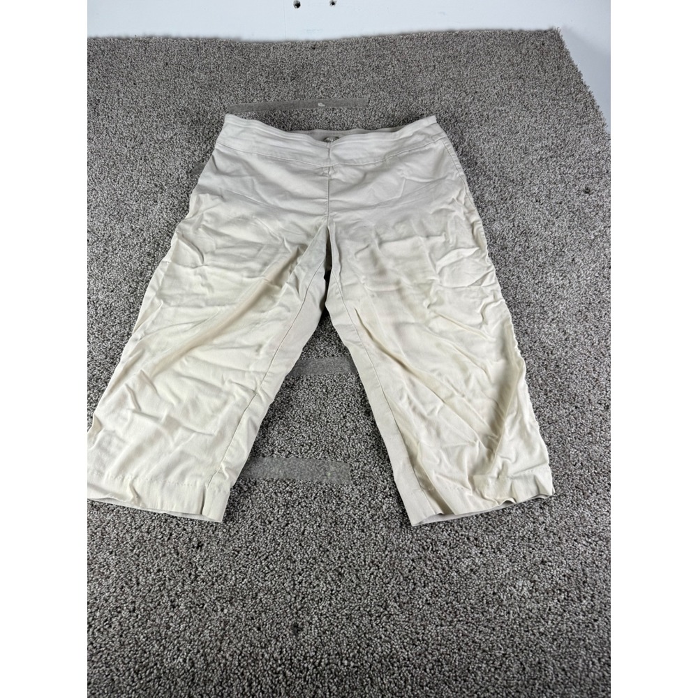 Dana Buchman Womens Khaki Beige Pull On Capri Cropped Pants Size L